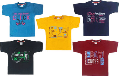 bangaa Baby Boys & Baby Girls Printed Pure Cotton Regular T Shirt(Multicolor, Pack of 5)
