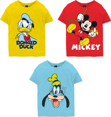 DISNEY BY MISS & CHIEF Boys Graphic Print Cotton Blend Regular T Shirt(Multicolor, Pack of 3)