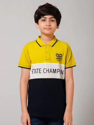 PROVOGUE Boys Colorblock Cotton Blend Regular T Shirt(Multicolor, Pack of 1)