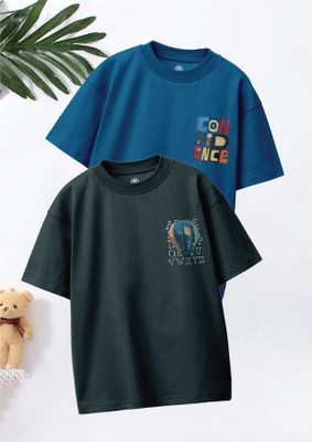 Codez Boys Graphic Print Pure Cotton Oversized T Shirt(Multicolor, Pack of 2)