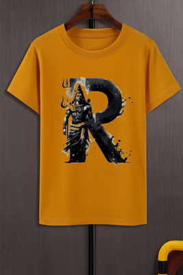 BQF Boys Printed Polyester Regular T Shirt(Yellow, Pack of 1)