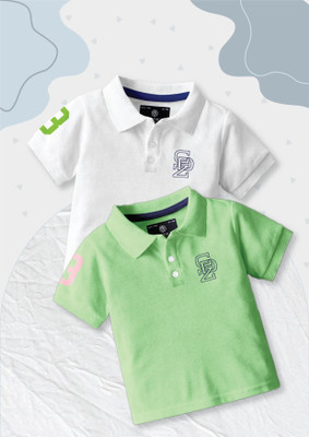 Codez Boys Self Design Cotton Blend Regular T Shirt(Multicolor, Pack of 2)