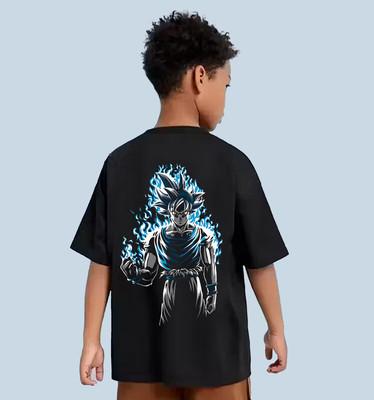 FASHIONTRENDY Boys Printed Cotton Blend Oversized T Shirt(Black, Pack of 1)
