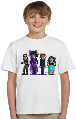 RAMRAMJI Boys Printed Cotton Blend Regular T Shirt(White, Pack of 1)