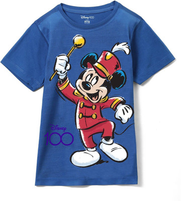WYM TREND Boys Printed Cotton Blend Regular T Shirt(Blue, Pack of 1)