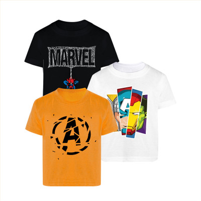 MARVEL BY MISS & CHIEF Boys Printed Cotton Blend Regular T Shirt(Multicolor, Pack of 3)