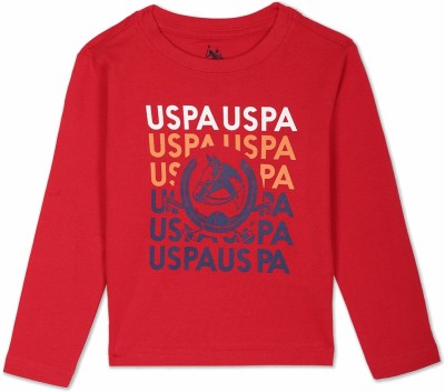 U.S. POLO ASSN. Boys Printed Pure Cotton Regular T Shirt(Red, Pack of 1)