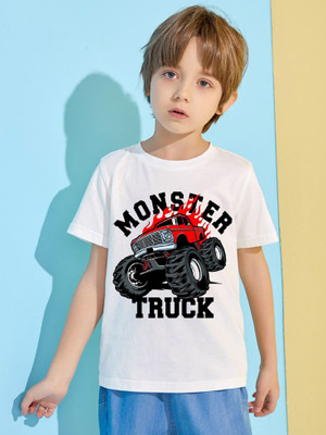 AKFABTECH Boys Printed Polyester Regular T Shirt(White, Pack of 1)