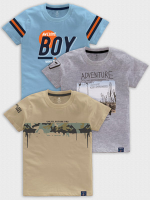 Codez Boys Printed Cotton Blend Regular T Shirt(Multicolor, Pack of 3)
