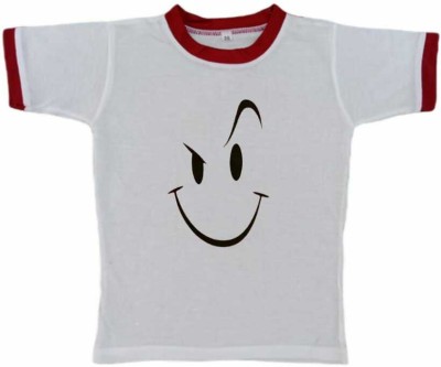 SUAN fashion Boys Graphic Print Cotton Blend T Shirt(White, Pack of 1)