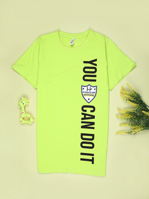 V-MART Boys Printed Cotton Blend Regular T Shirt(Green, Pack of 1)