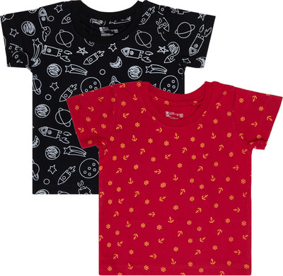 BodyCare Baby Boys Solid Cotton Blend Regular T Shirt(Multicolor, Pack of 2)