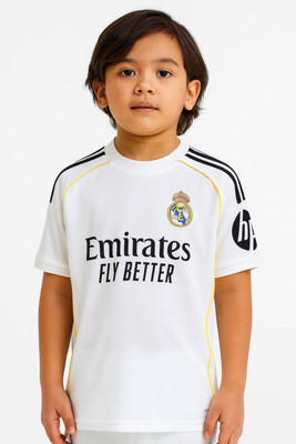 MSV Boys & Girls Printed Polyester Regular T Shirt(White, Pack of 1)
