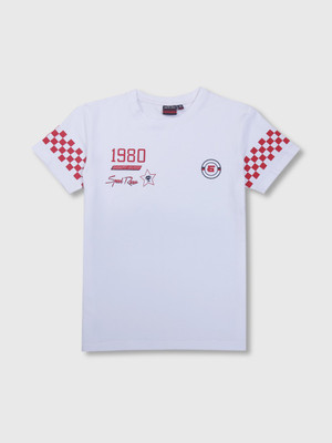 GINI & JONY Boys Solid Cotton Blend Regular T Shirt(White, Pack of 1)