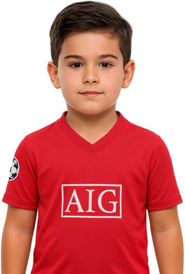 YUTU Boys & Girls Printed Polyester Regular T Shirt(Red, Pack of 1)