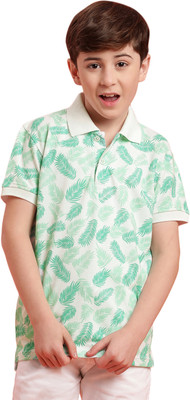 li'l tomatoes Boys Printed Cotton Blend Regular T Shirt(Green, Pack of 1)