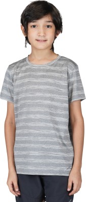 VECTOR X Boys Striped Polyester T Shirt(Silver, Pack of 1)