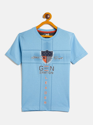 DUKE Boys Printed Cotton Blend Slim T Shirt(Blue, Pack of 1)