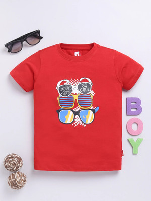 nit kid Boys Printed Pure Cotton Regular T Shirt(Red, Pack of 1)