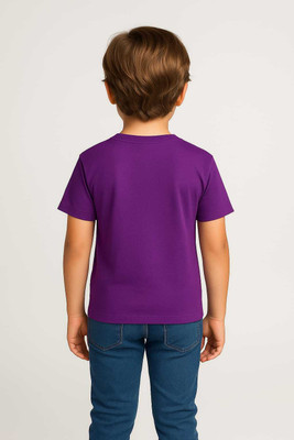 Sattitude Boys & Girls Printed Cotton Blend Regular T Shirt(Purple, Pack of 1)