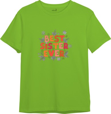 x2o Boys & Girls Typography, Printed Cotton Blend Regular T Shirt(Green, Pack of 1)