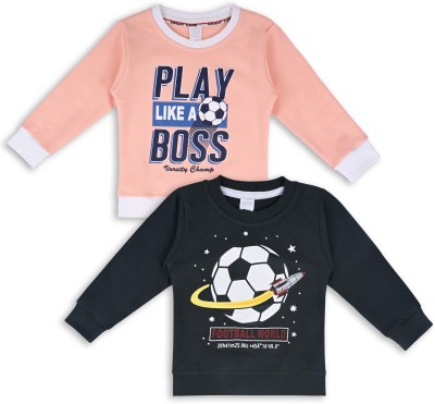 Wishkaro Baby Boys & Baby Girls Printed Cotton Blend T Shirt(Grey, Pack of 2)