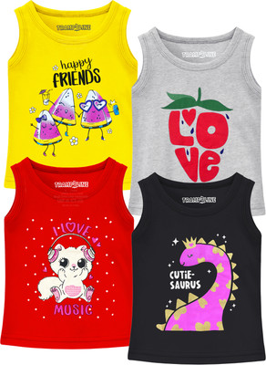 Trampoline Girls Graphic Print Cotton Blend Regular T Shirt(Multicolor, Pack of 4)