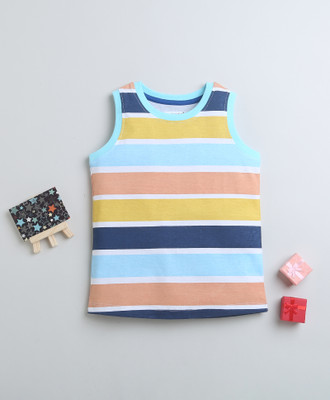 BUMZEE Boys Colorblock Pure Cotton Regular T Shirt(Blue, Pack of 1)