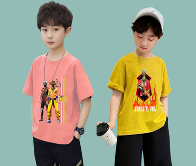Kushi flyer Boys Printed Polyester Regular T Shirt(Multicolor, Pack of 1)
