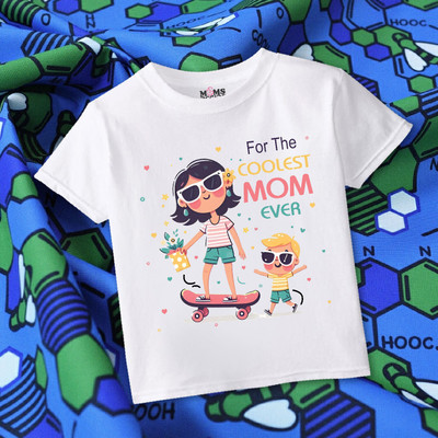MOMS DESIRE Baby Boys & Baby Girls Printed Cotton Blend Regular T Shirt(White, Pack of 1)