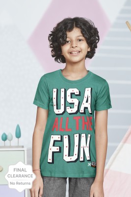 KILLER Boys Typography Pure Cotton Regular T Shirt(Green, Pack of 1)