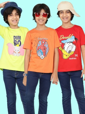 SmartRAHO Boys Superhero Pure Cotton T Shirt(Multicolor, Pack of 3)