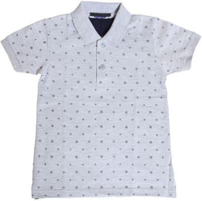 NeuVin Baby Boys Printed Cotton Blend Regular T Shirt(Grey, Pack of 1)