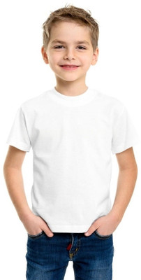 QUALITY FAB Boys Solid Cotton Blend Regular T Shirt(White, Pack of 1)