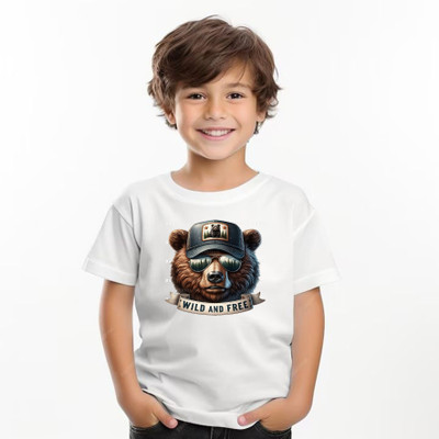 BQC Boys Printed Polyester Regular T Shirt(White, Pack of 1)