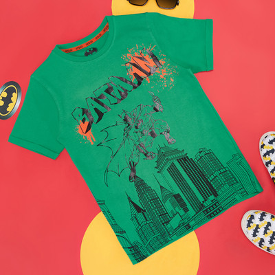 Pantaloons Junior Boys Printed Pure Cotton Regular T Shirt(Green, Pack of 1)