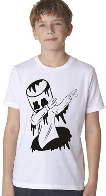 GPGARMENTS TREND Boys & Girls Printed Polyester Regular T Shirt(White, Pack of 1)