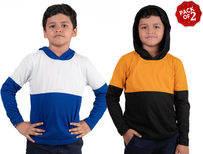 CHOMMBOOKA TRENDING Boys Colorblock Cotton Blend Regular T Shirt(Black, Pack of 2)