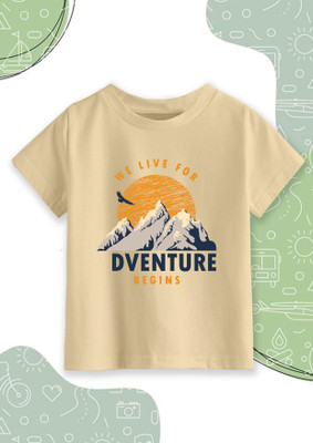 Billion Boys Graphic Print Pure Cotton Regular T Shirt(Beige, Pack of 1)