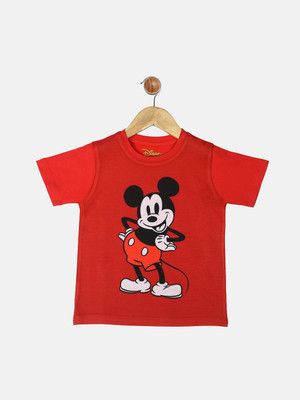 YK Disney Boys Printed Cotton Blend Regular T Shirt(Red, Pack of 1)