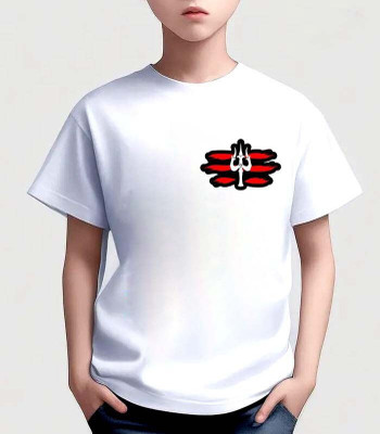GPGARMNETS Boys & Girls Graphic Print Polyester Regular T Shirt(White, Pack of 1)