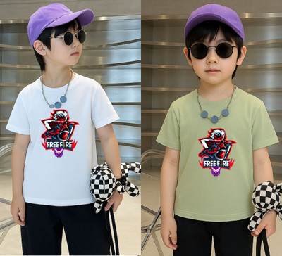 Lecowar Boys Printed Polyester Regular T Shirt(White, Green, Pack of 1)