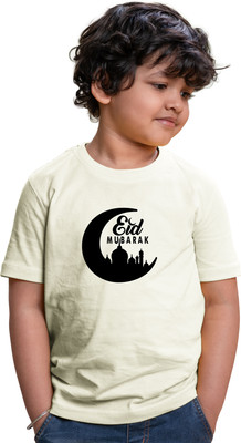 CHOMBOOKA Boys Typography, Graphic Print Pure Cotton Regular T Shirt(Beige, Pack of 1)