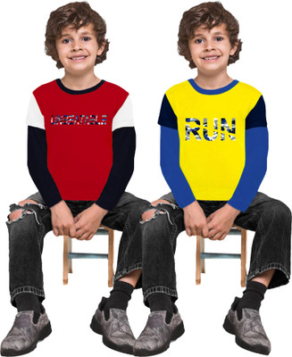 FTX Boys Solid Polyester Regular T Shirt(Multicolor, Pack of 2)