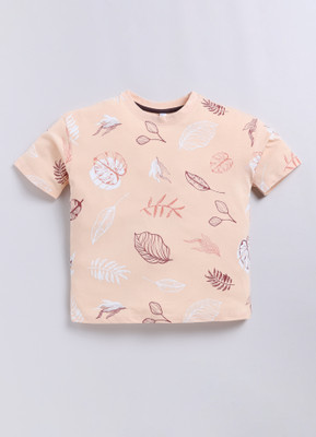 CRAZYPENGUIN ELITE Boys Printed Cotton Blend Oversized T Shirt(Pink, Pack of 1)