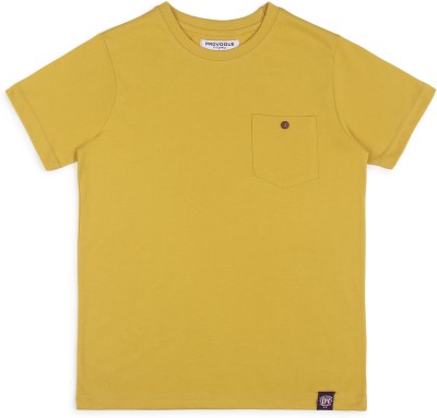 PROVOGUE Boys Solid Pure Cotton T Shirt(Yellow, Pack of 1)