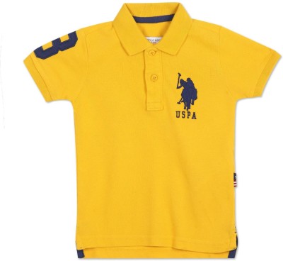 U.S. POLO ASSN. Baby Boys Solid Cotton Blend T Shirt(Yellow, Pack of 1)