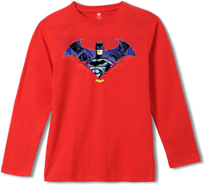 Miss & Chief Boys Cartoon Pure Cotton Regular T Shirt(Red, Pack of 1)