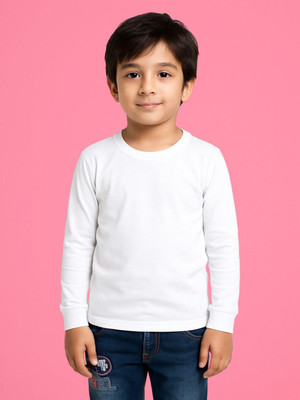 FRISKERS Baby Boys Solid Pure Cotton Regular T Shirt(White, Pack of 1)