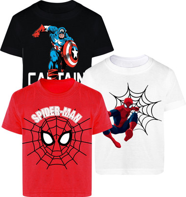 MARVEL BY MISS & CHIEF Boys Printed Cotton Blend Regular T Shirt(Multicolor, Pack of 3)